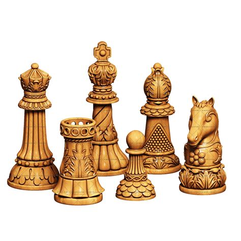 cnc machined chess set|3d model chess set.